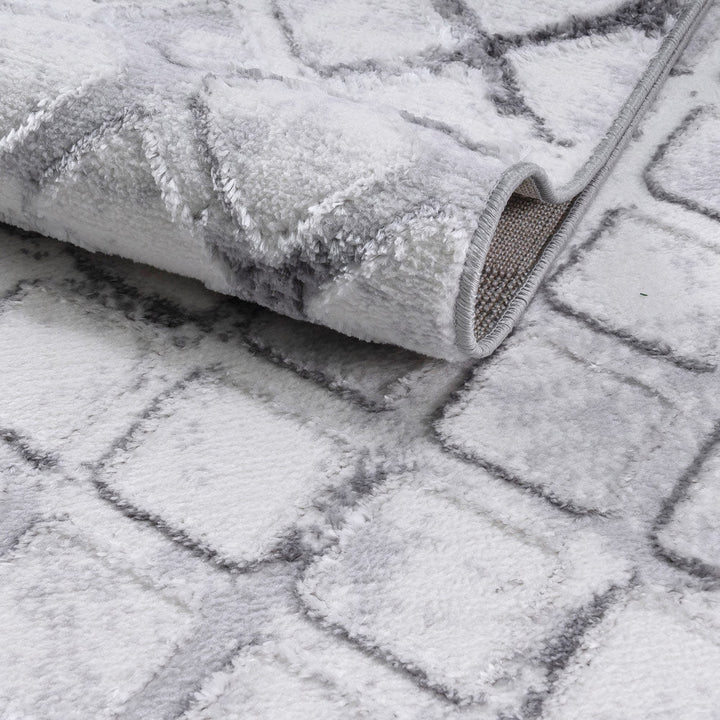 Modern Geometrical Design White Machine Washable Rug - The Rug Decor