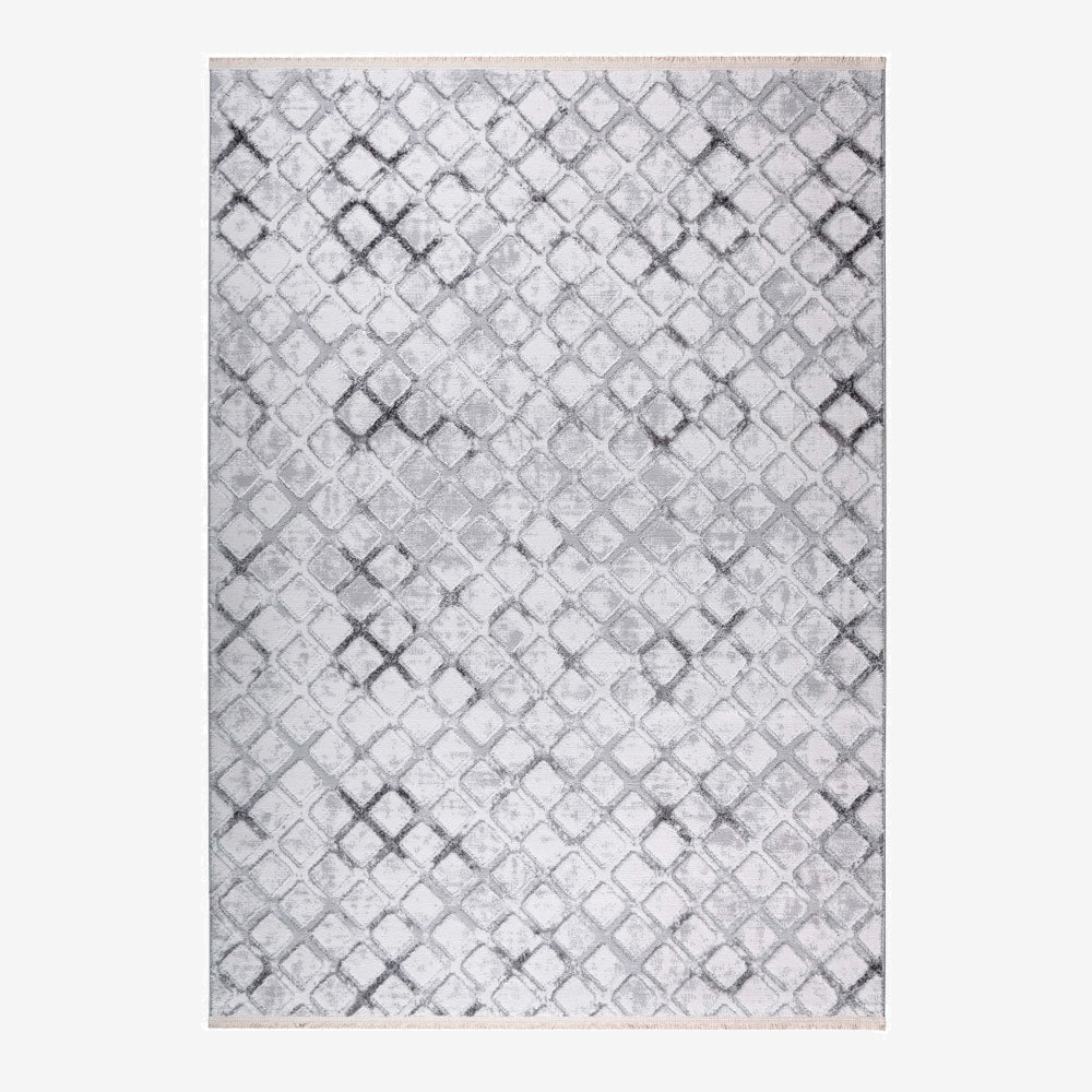 Modern Geometrical Design White Machine Washable Rug - The Rug Decor