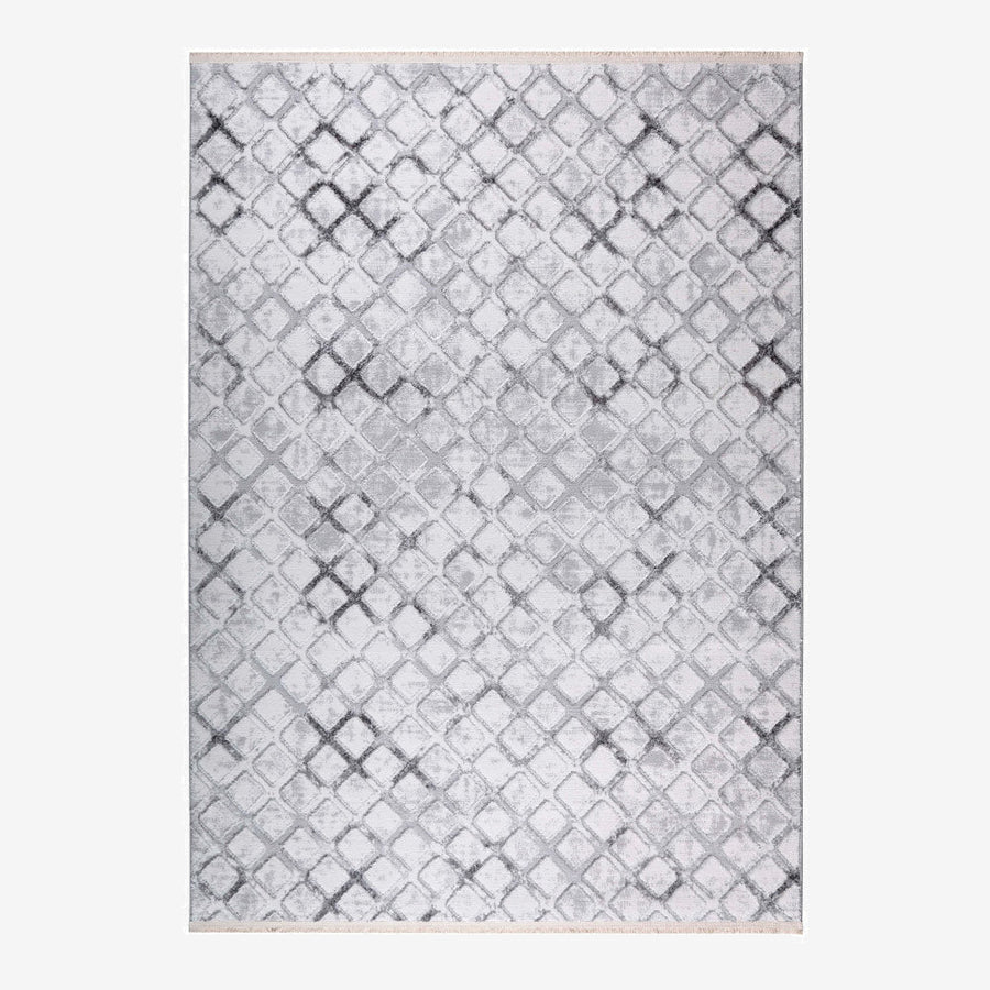 Modern Geometrical Design White Machine Washable Rug - The Rug Decor