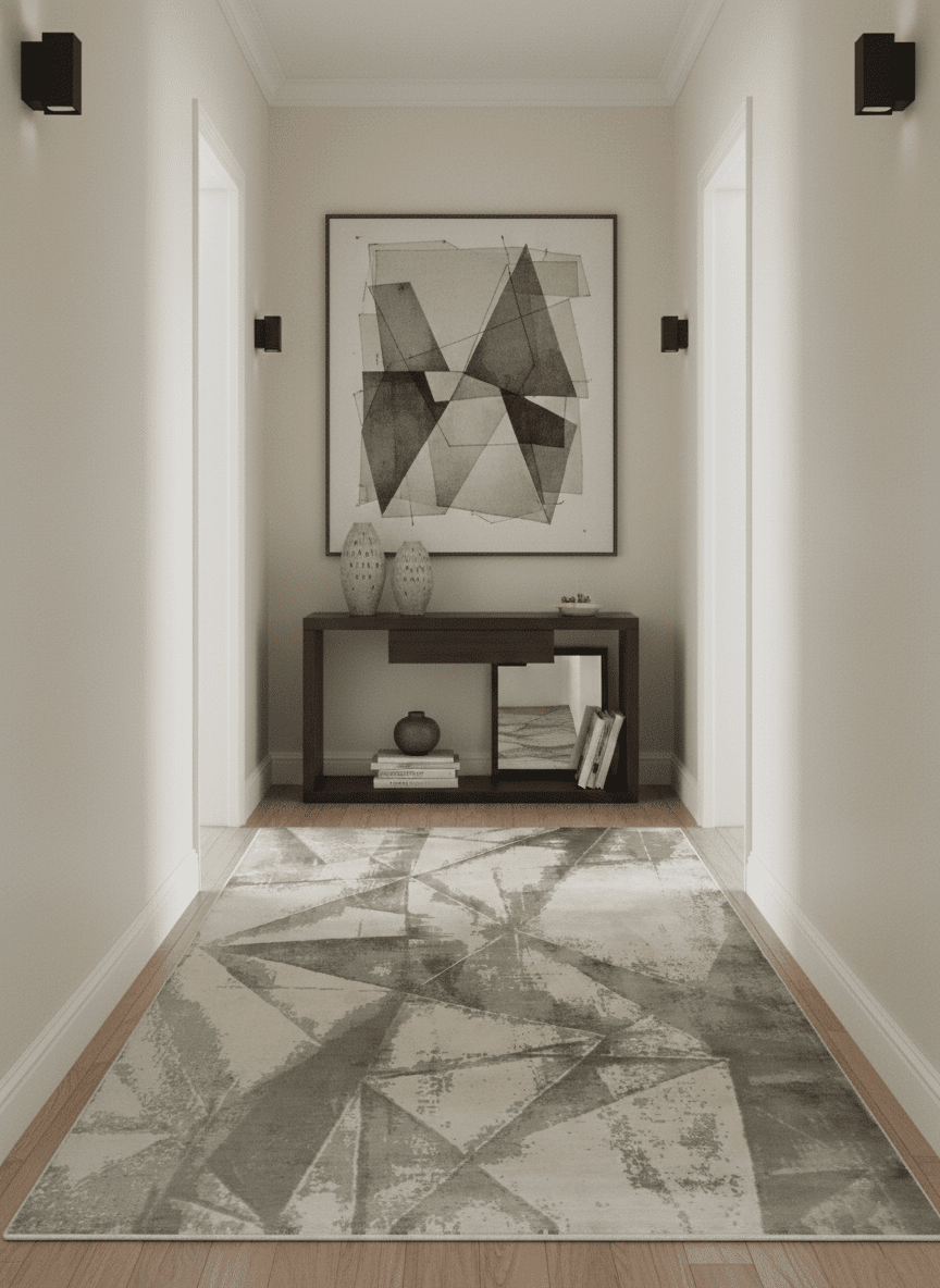 Modern Geometrical Diamond Cut Design Beige and Gray 5x8 Hand loom Viscose Area Rug - The Rug Decor