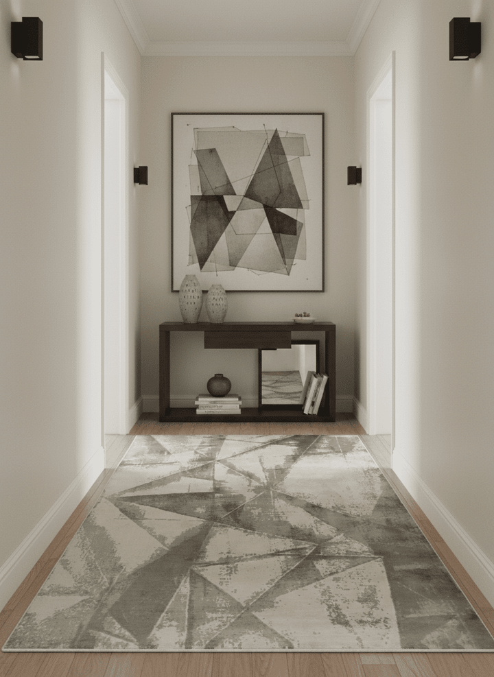 Modern Geometrical Diamond Cut Design Beige and Gray 5x8 Hand loom Viscose Area Rug - The Rug Decor