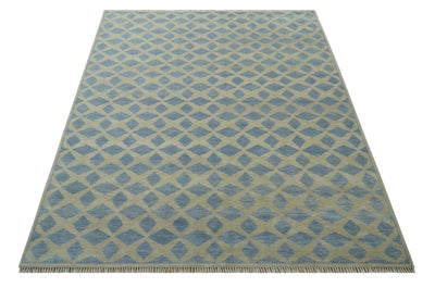 Modern Geometrical Diamond Design Gray and Beige 8x10 Hand knotted wool rug - The Rug Decor