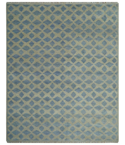 Modern Geometrical Diamond Design Gray and Beige 8x10 Hand knotted wool rug - The Rug Decor