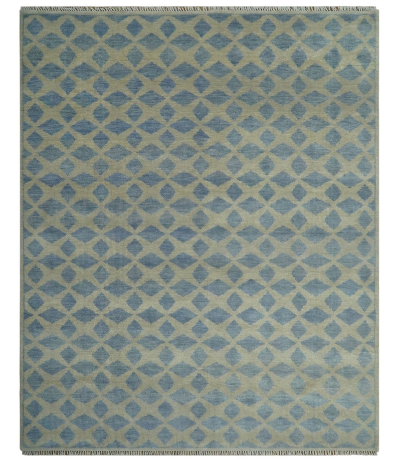 Modern Geometrical Diamond Design Gray and Beige 8x10 Hand knotted wool rug - The Rug Decor