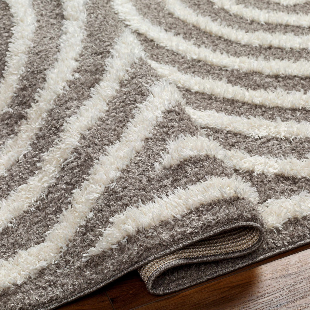 Modern Geometrical Gray and Ivory Plush Pile area rug - The Rug Decor