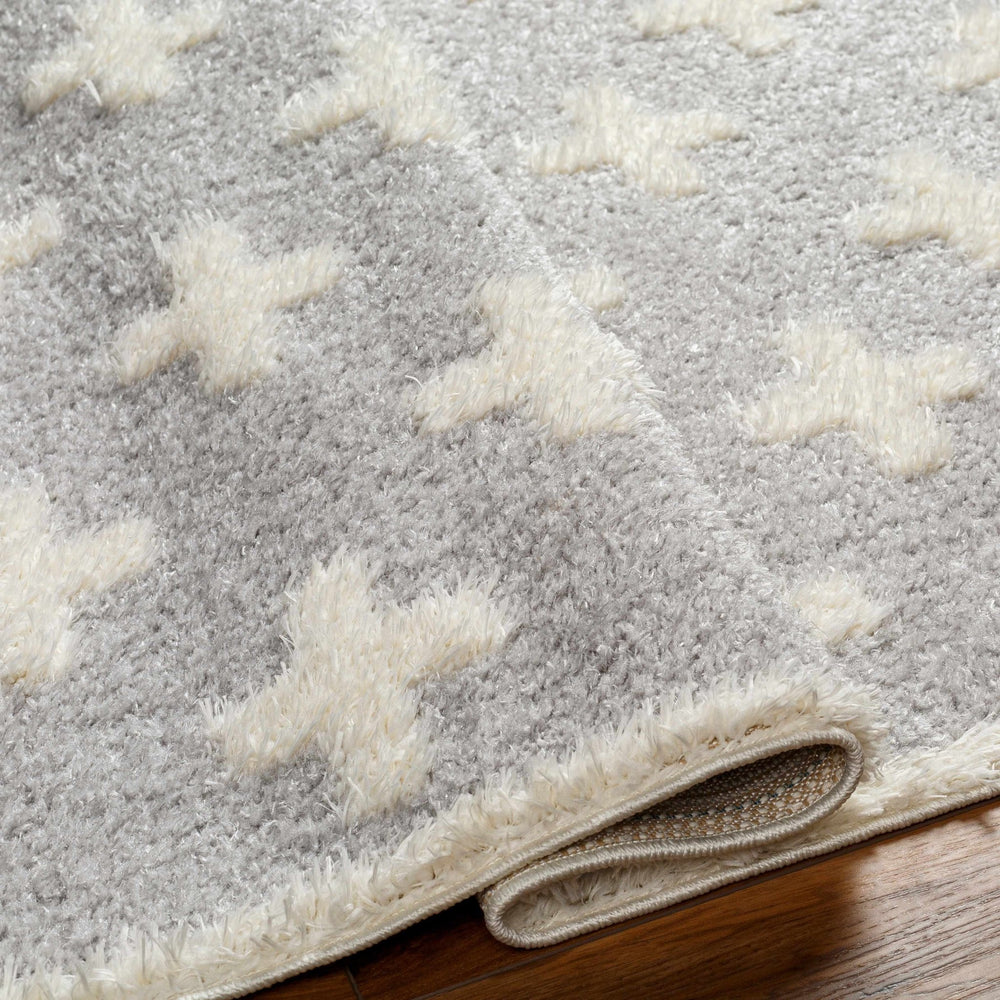 Modern Geometrical Gray and Ivory Plush Pile area rug - The Rug Decor