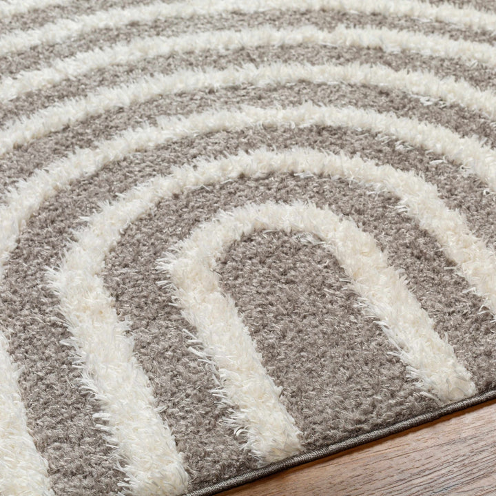 Modern Geometrical Gray and Ivory Plush Pile area rug - The Rug Decor