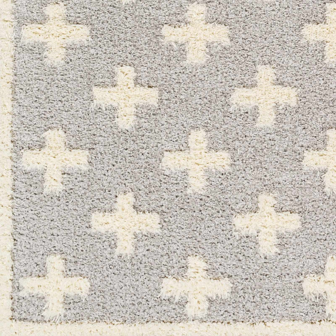 Modern Geometrical Gray and Ivory Plush Pile area rug - The Rug Decor