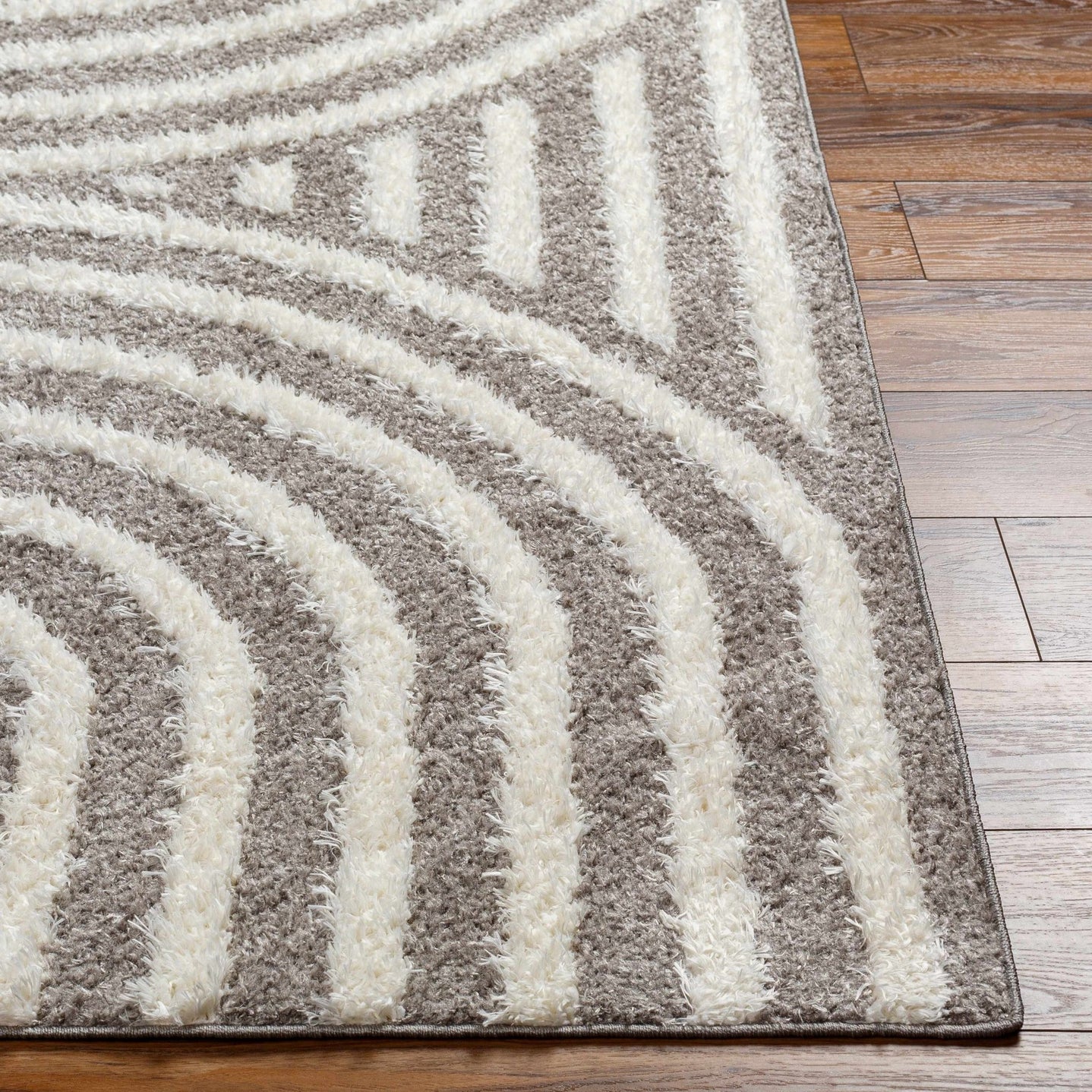 Modern Geometrical Gray and Ivory Plush Pile area rug - The Rug Decor