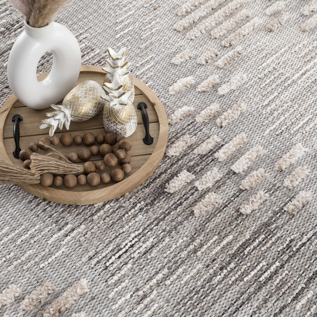 Modern Geometrical Gray, Silver and Charcoal high low texture area rug - The Rug Decor