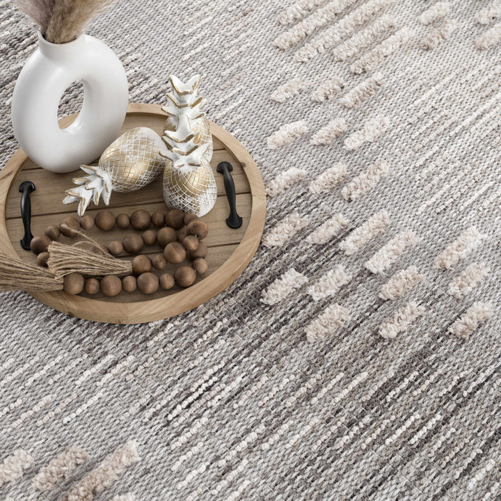 Modern Geometrical Gray, Silver and Charcoal high low texture area rug - The Rug Decor
