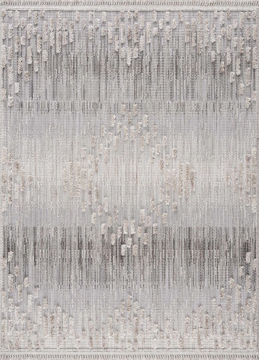 Modern Geometrical Gray, Silver and Charcoal high low texture area rug - The Rug Decor
