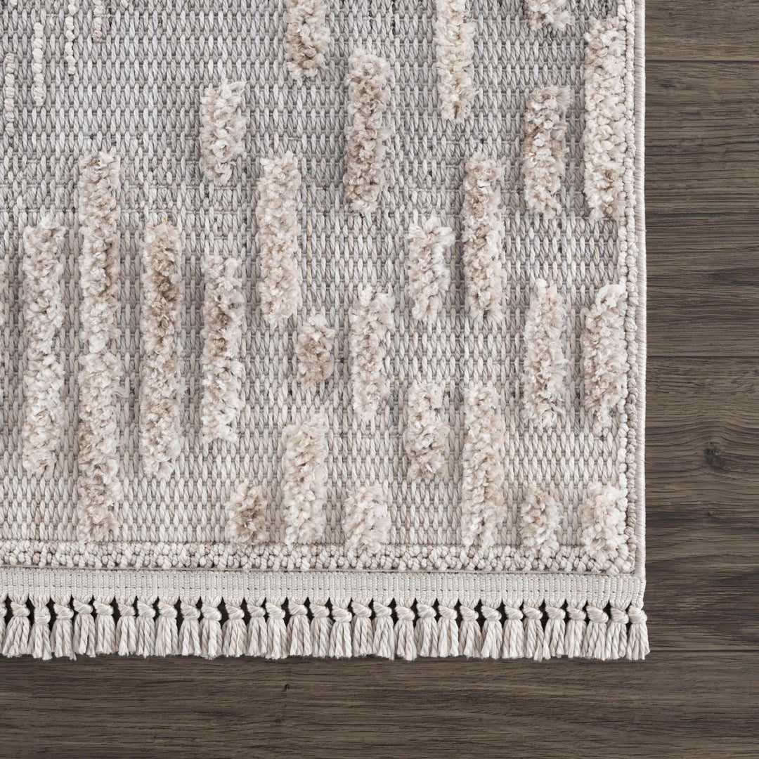 Modern Geometrical Gray, Silver and Charcoal high low texture area rug - The Rug Decor