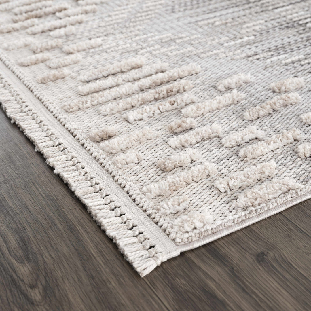 Modern Geometrical Gray, Silver and Charcoal high low texture area rug - The Rug Decor