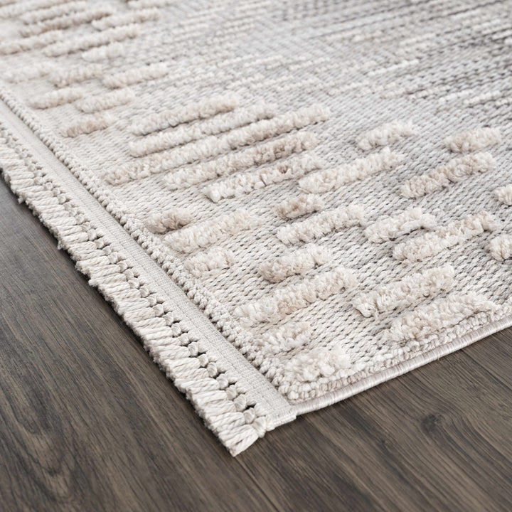 Modern Geometrical Gray, Silver and Charcoal high low texture area rug - The Rug Decor