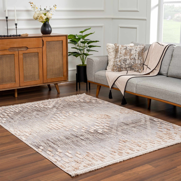 Modern Geometrical Gray, Silver and Charcoal high low texture area rug - The Rug Decor