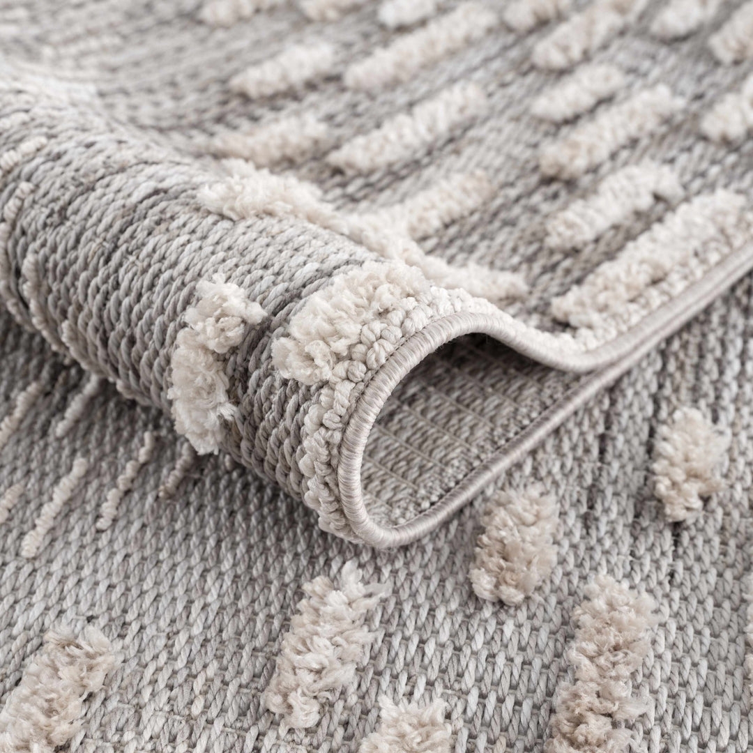 Modern Geometrical Gray, Silver and Charcoal high low texture area rug - The Rug Decor