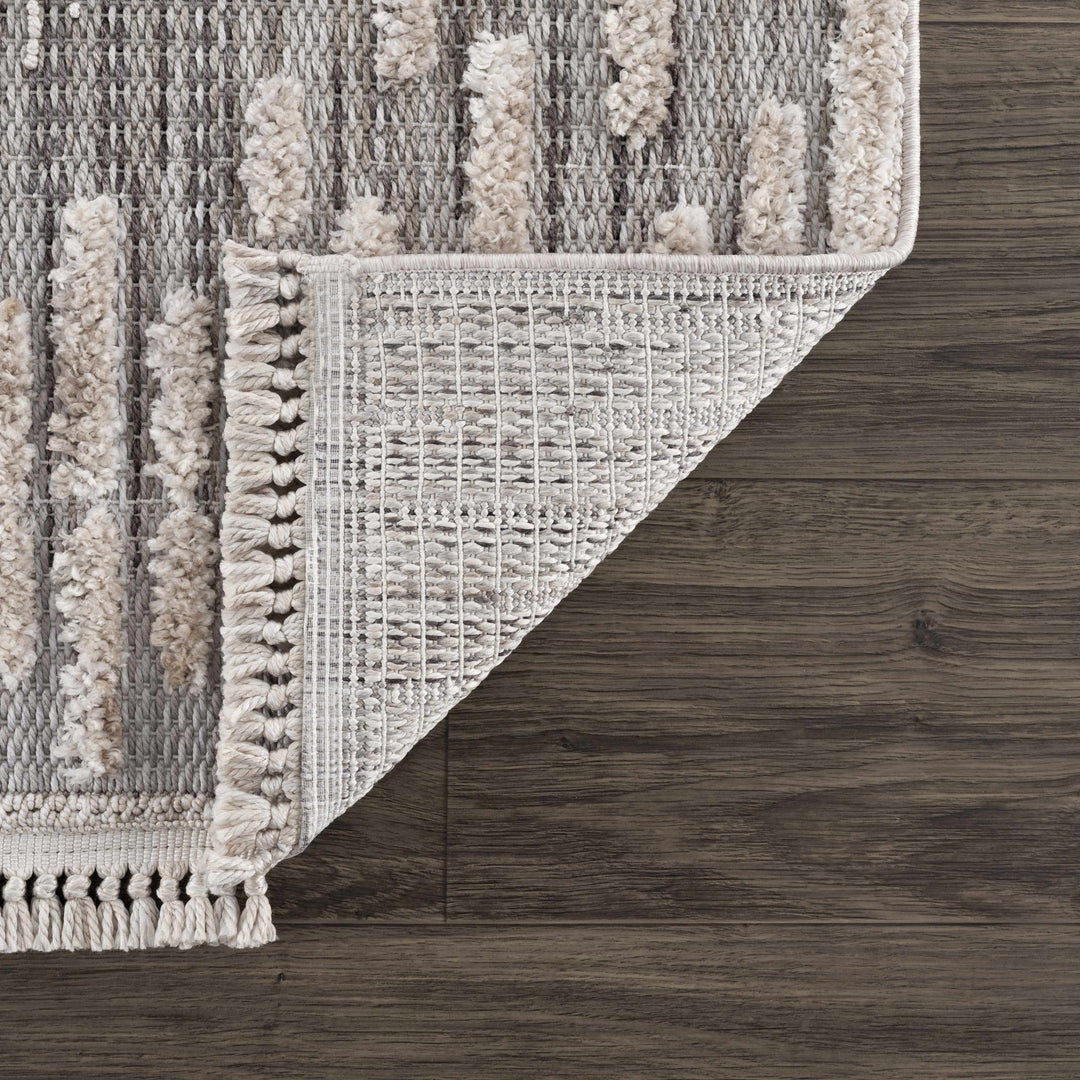 Modern Geometrical Gray, Silver and Charcoal high low texture area rug - The Rug Decor