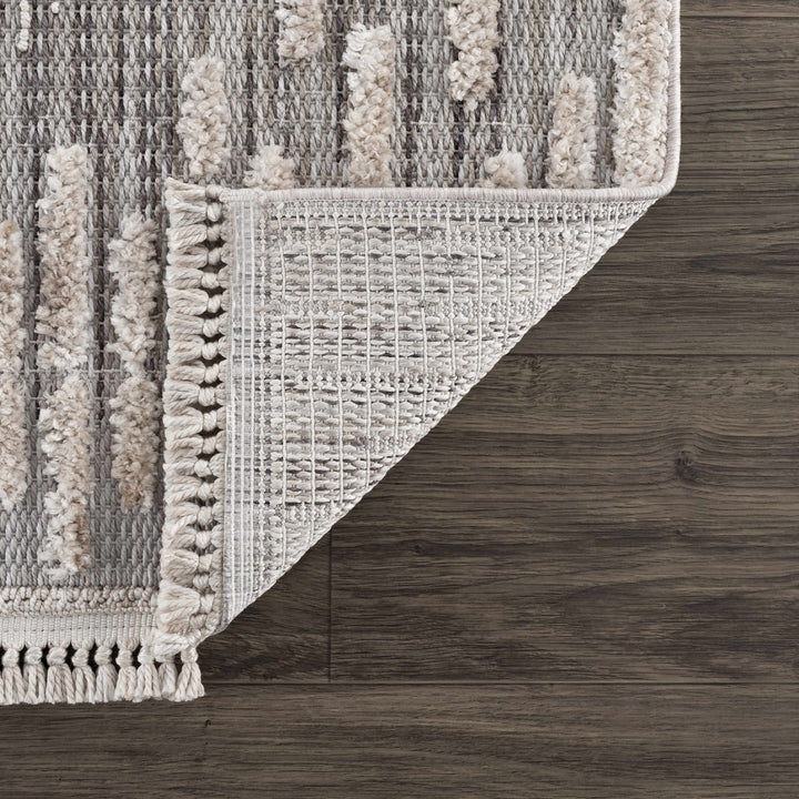Modern Geometrical Gray, Silver and Charcoal high low texture area rug - The Rug Decor