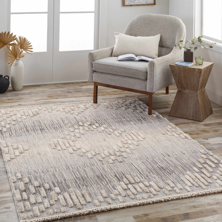 Modern Geometrical Gray, Silver and Charcoal high low texture area rug - The Rug Decor