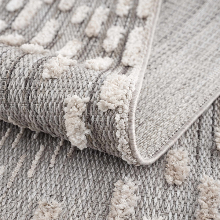 Modern Geometrical Gray, Silver and Charcoal high low texture area rug - The Rug Decor
