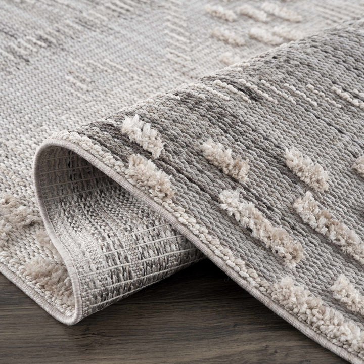 Modern Geometrical Gray, Silver and Charcoal high low texture area rug - The Rug Decor