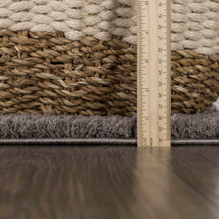 Modern Geometrical Grayish Brown and Ivory Plush Pile Moroccan Style Area Rug - The Rug Decor