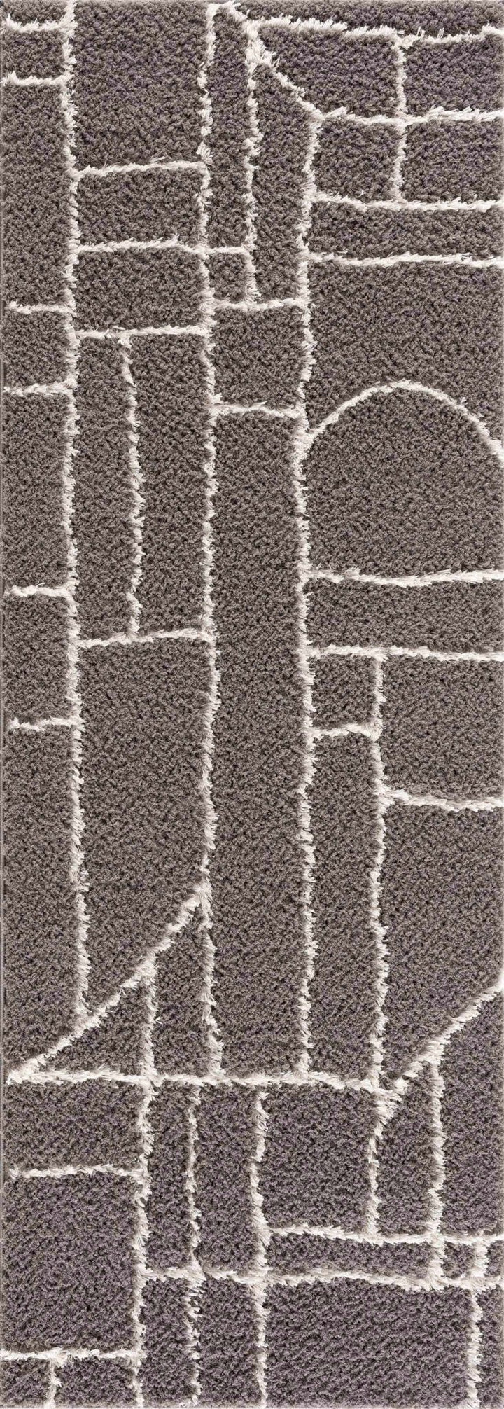 Modern Geometrical Grayish Brown and Ivory Plush Pile Moroccan Style Area Rug - The Rug Decor