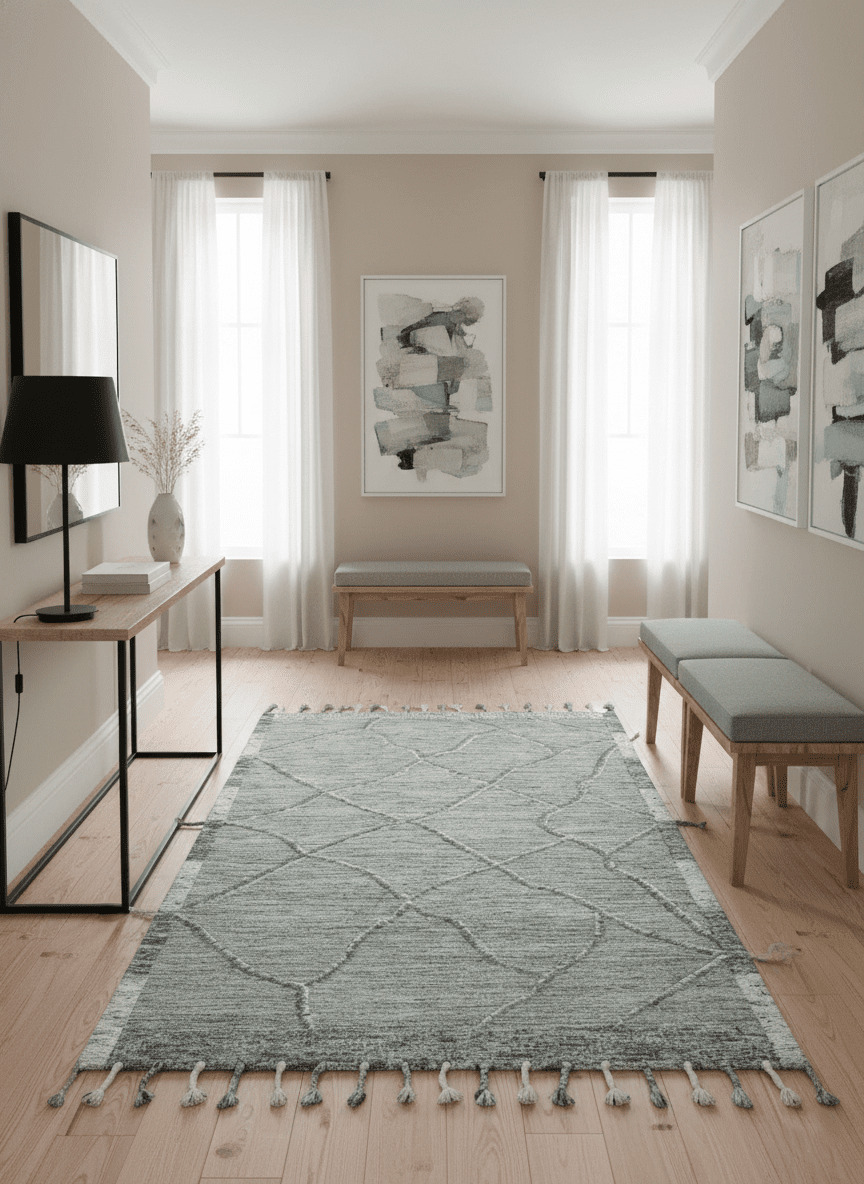 Modern Geometrical Hand carved Texture Gray, Ivory and Charcoal Hand Knotted 5x8 wool Area Rug - The Rug Decor