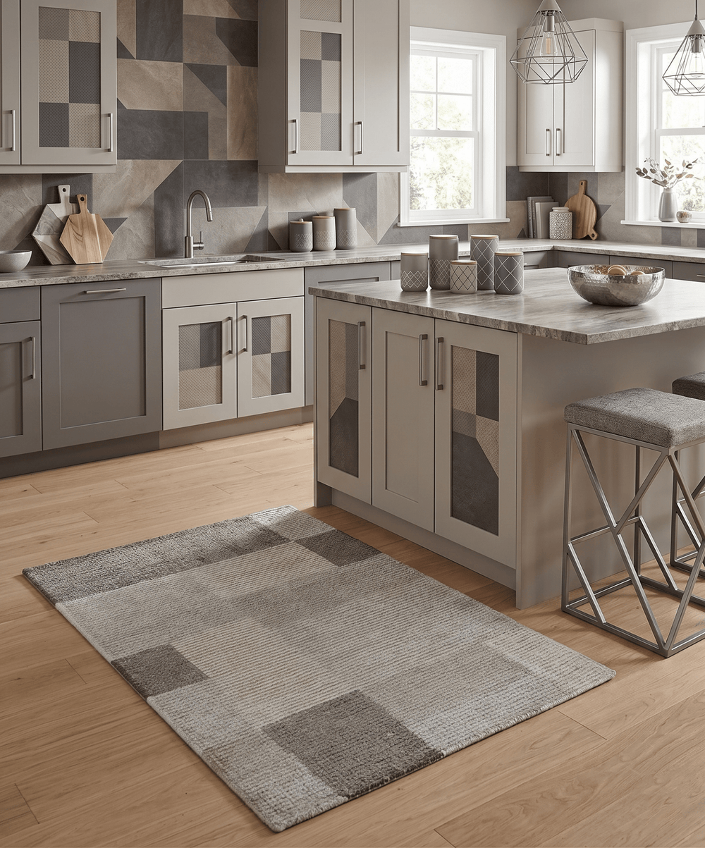 Modern Geometrical Hand knotted 2x3 Gray, Beige and Silver Area Rug - The Rug Decor