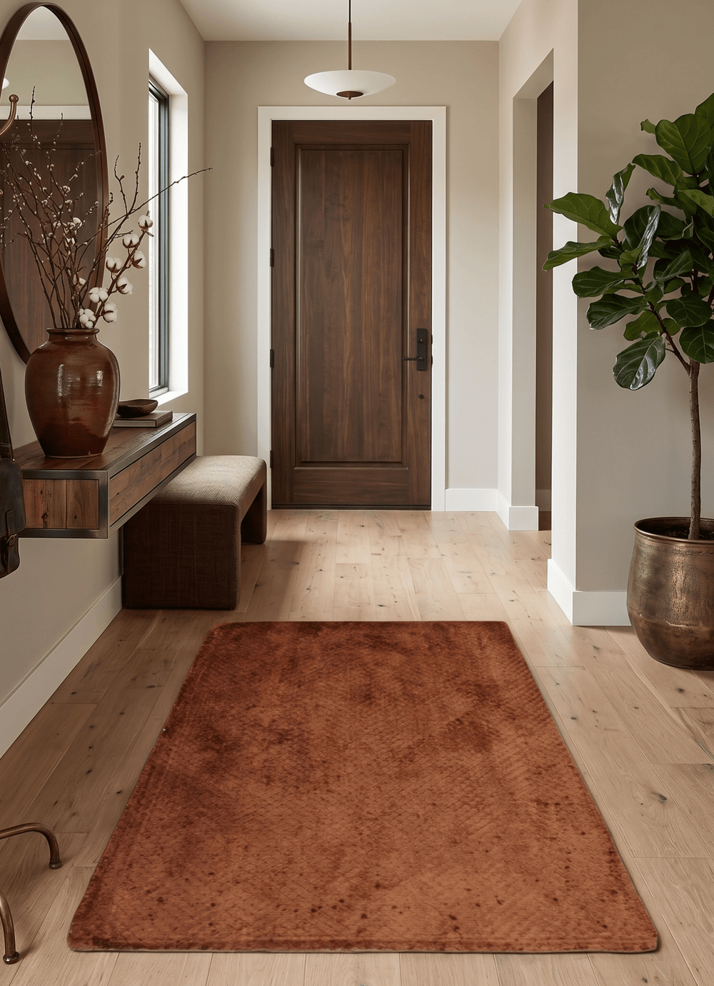 Modern Geometrical Hand Made 2x3 Brown Art silk Area Rug - The Rug Decor