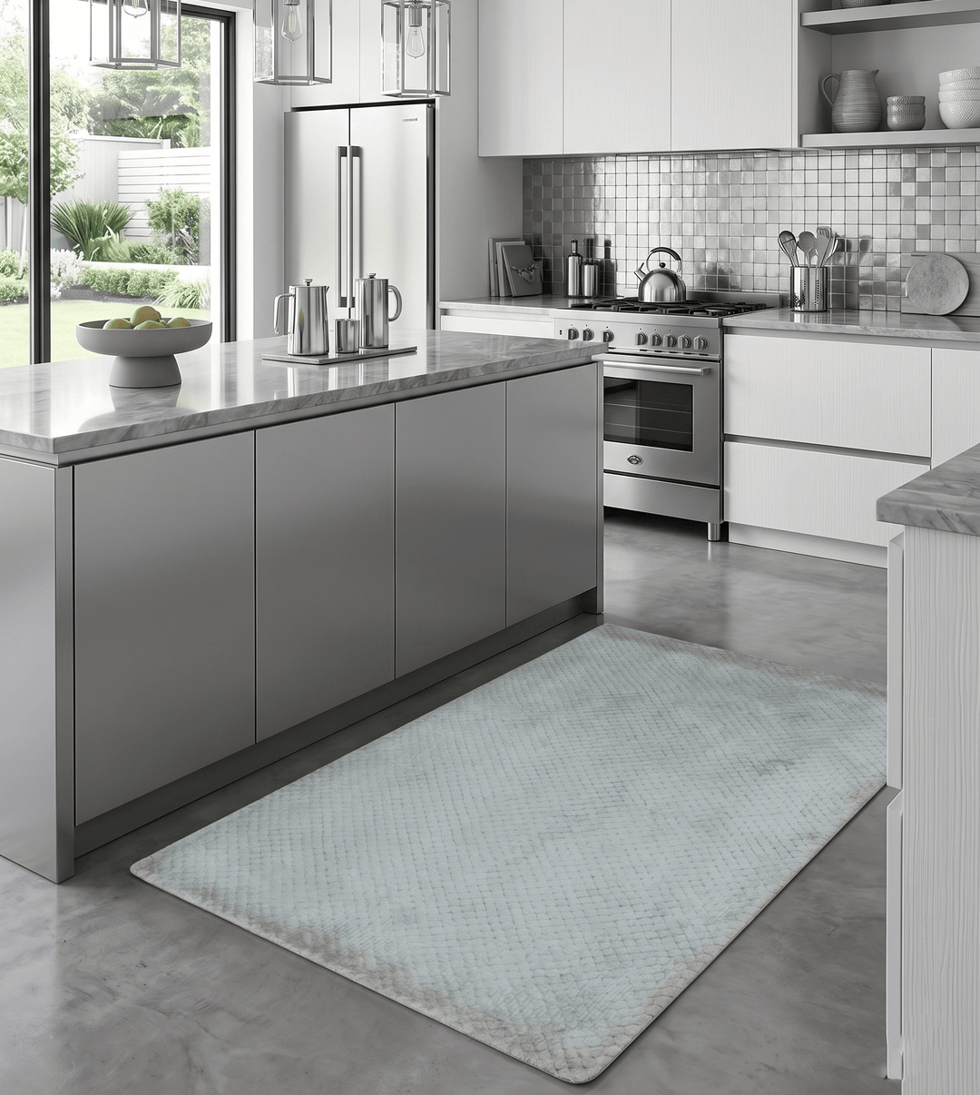 Modern Geometrical Hand Made 2x3 Silver Art silk Area Rug - The Rug Decor