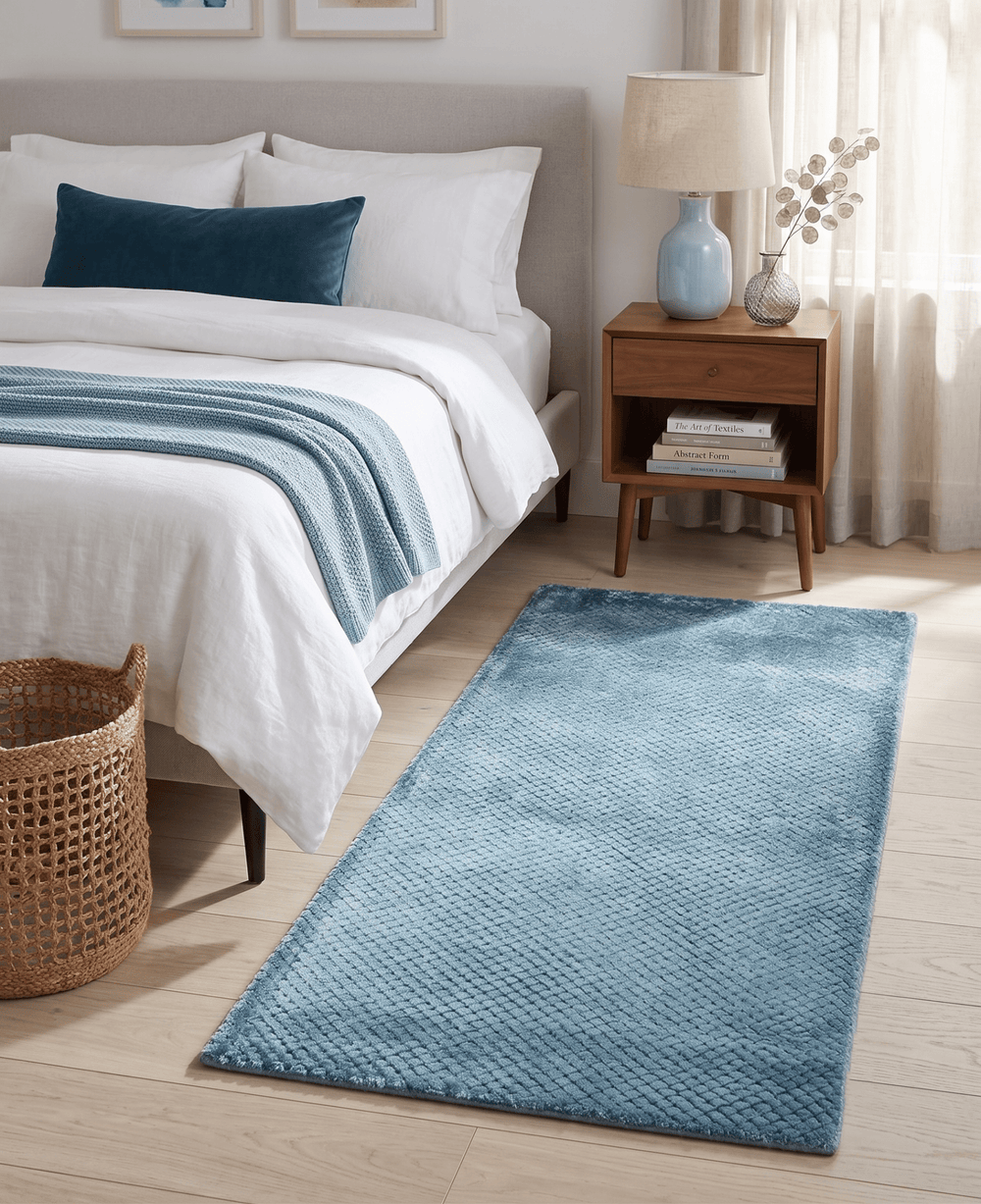 Modern Geometrical Hand Made 2x4 Aqua Blue Art Silk Area Rug - The Rug Decor