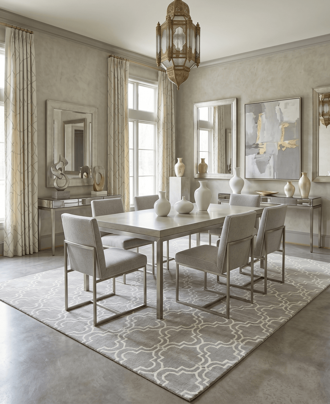 Modern Geometrical Hand Tufted Silver Wool 8x10 Area Rug - The Rug Decor