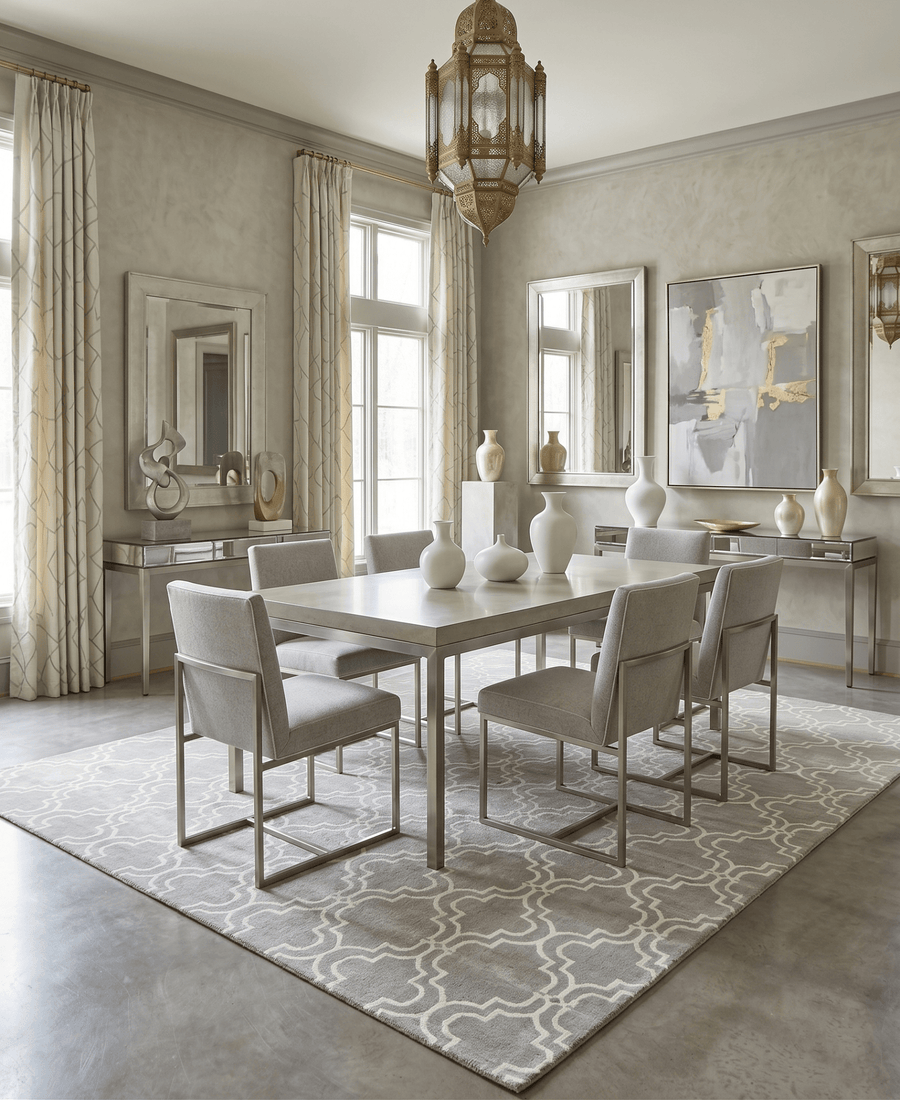 Modern Geometrical Hand Tufted Silver Wool 8x10 Area Rug - The Rug Decor