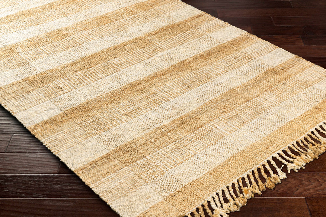 Modern Geometrical Hand Woven Gold and Beige jute area rug - The Rug Decor