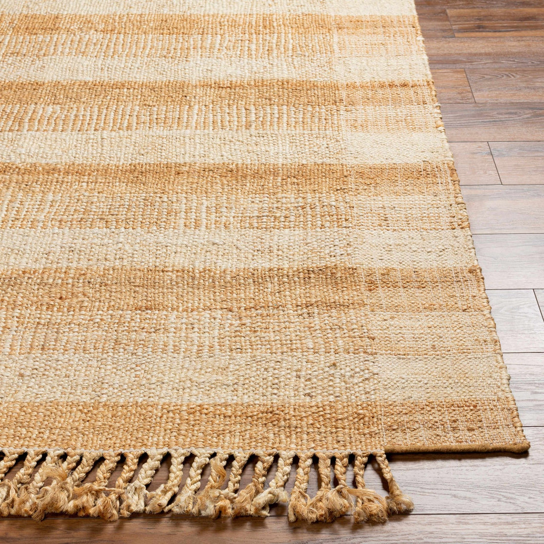 Modern Geometrical Hand Woven Gold and Beige jute area rug - The Rug Decor