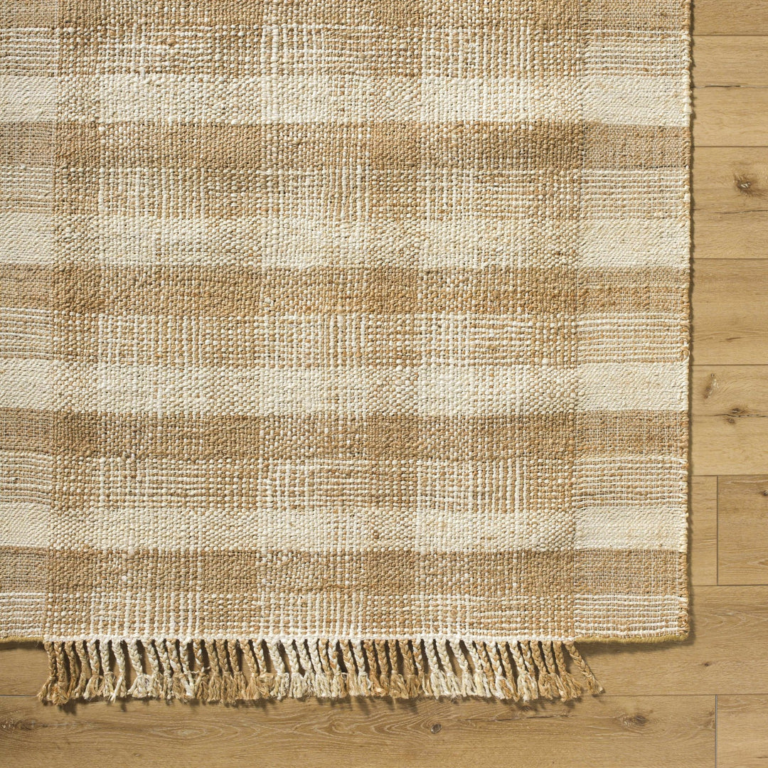 Modern Geometrical Hand Woven Gold and Beige jute area rug - The Rug Decor