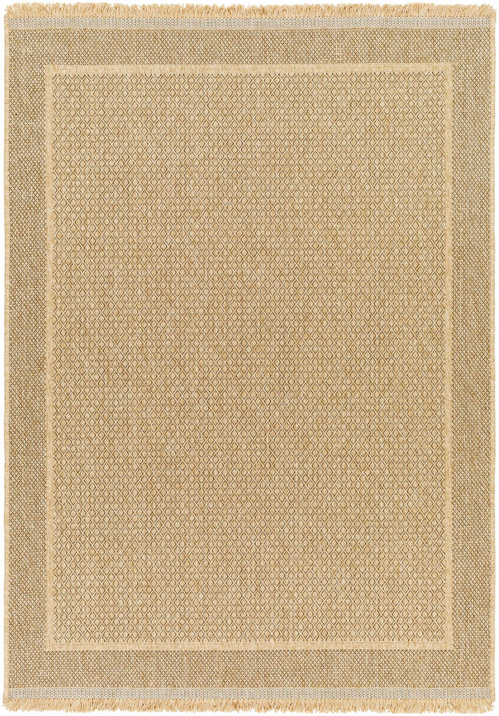 Modern Geometrical Ikuyo Tan And Brown Machine Woven Indoor & Outdoor Rug - The Rug Decor