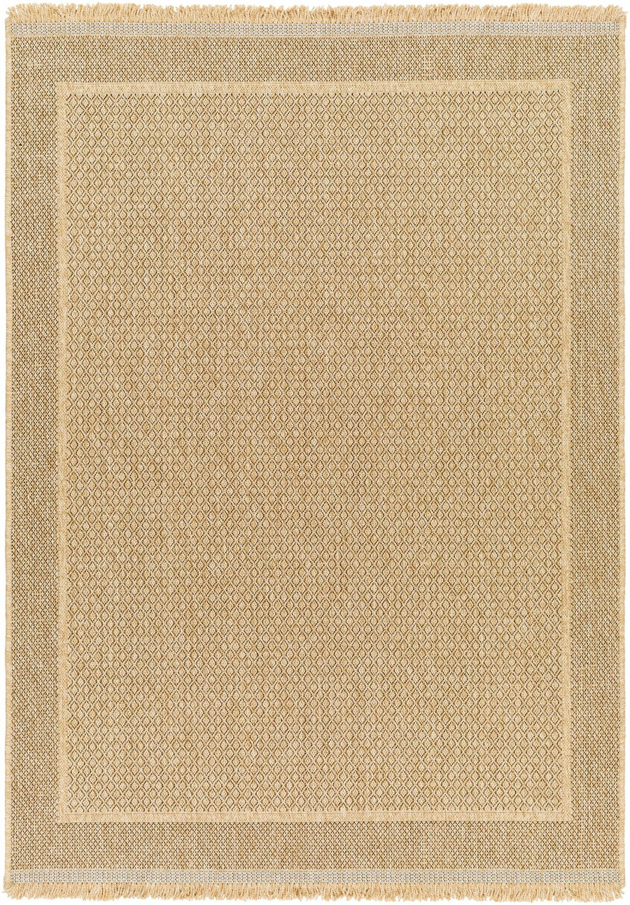 Modern Geometrical Ikuyo Tan And Brown Machine Woven Indoor & Outdoor Rug - The Rug Decor