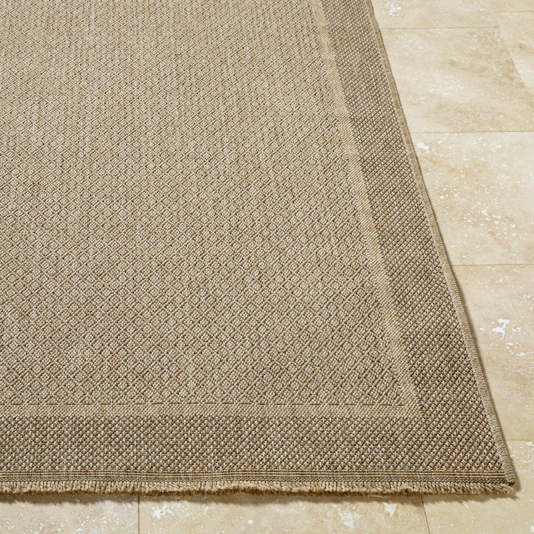 Modern Geometrical Ikuyo Tan And Brown Machine Woven Indoor & Outdoor Rug - The Rug Decor