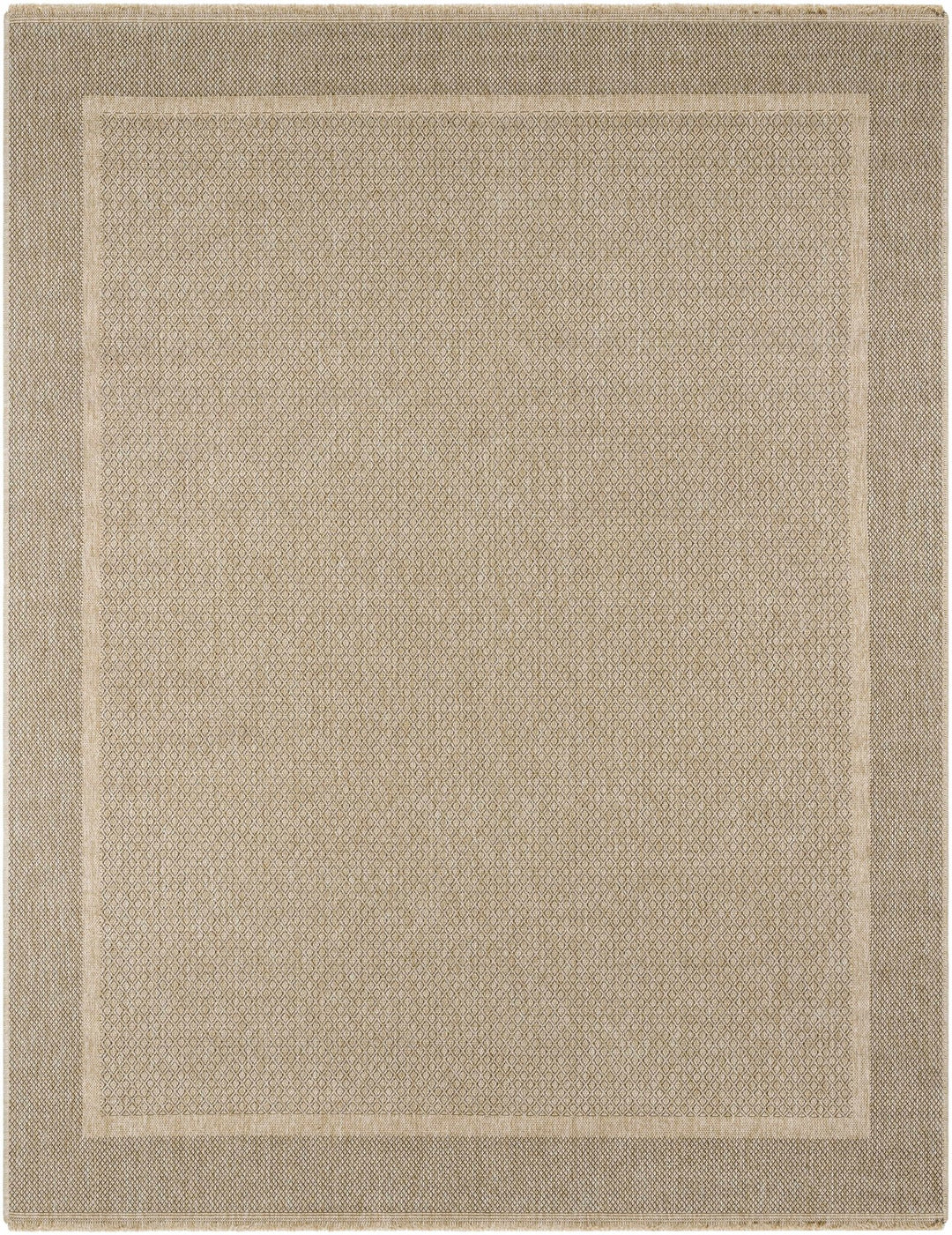 Modern Geometrical Ikuyo Tan And Brown Machine Woven Indoor & Outdoor Rug - The Rug Decor