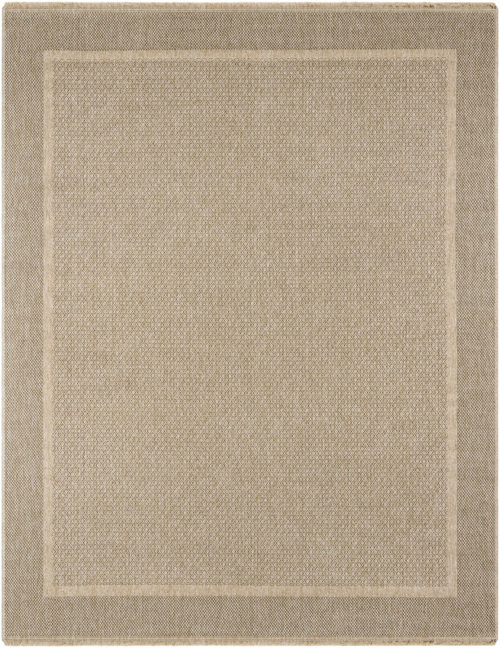 Modern Geometrical Ikuyo Tan And Brown Machine Woven Indoor & Outdoor Rug - The Rug Decor
