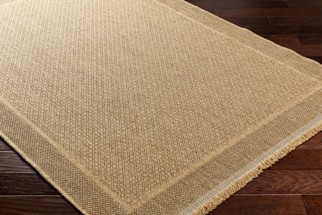 Modern Geometrical Ikuyo Tan And Brown Machine Woven Indoor & Outdoor Rug - The Rug Decor