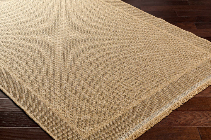 Modern Geometrical Ikuyo Tan And Brown Machine Woven Indoor & Outdoor Rug - The Rug Decor