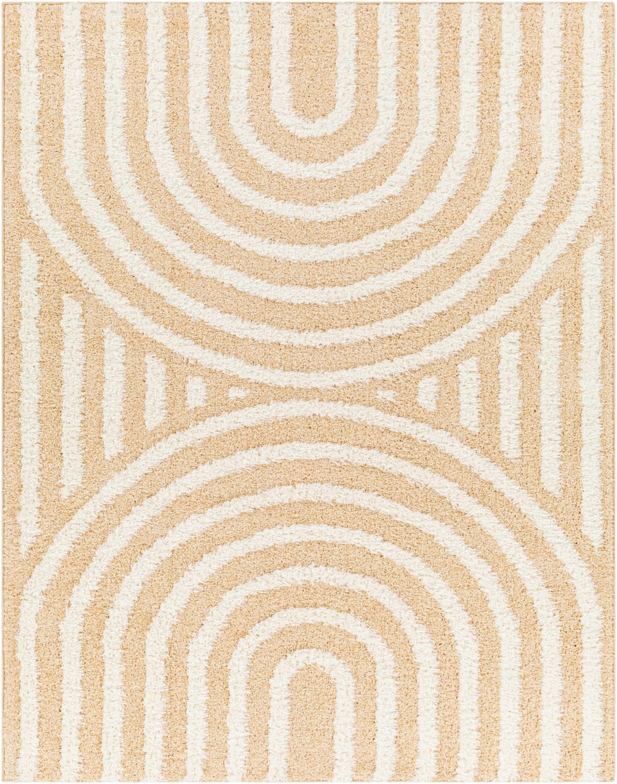 Modern Geometrical Ivory and Beige Plush pile Moroccan Style Area Rug - The Rug Decor