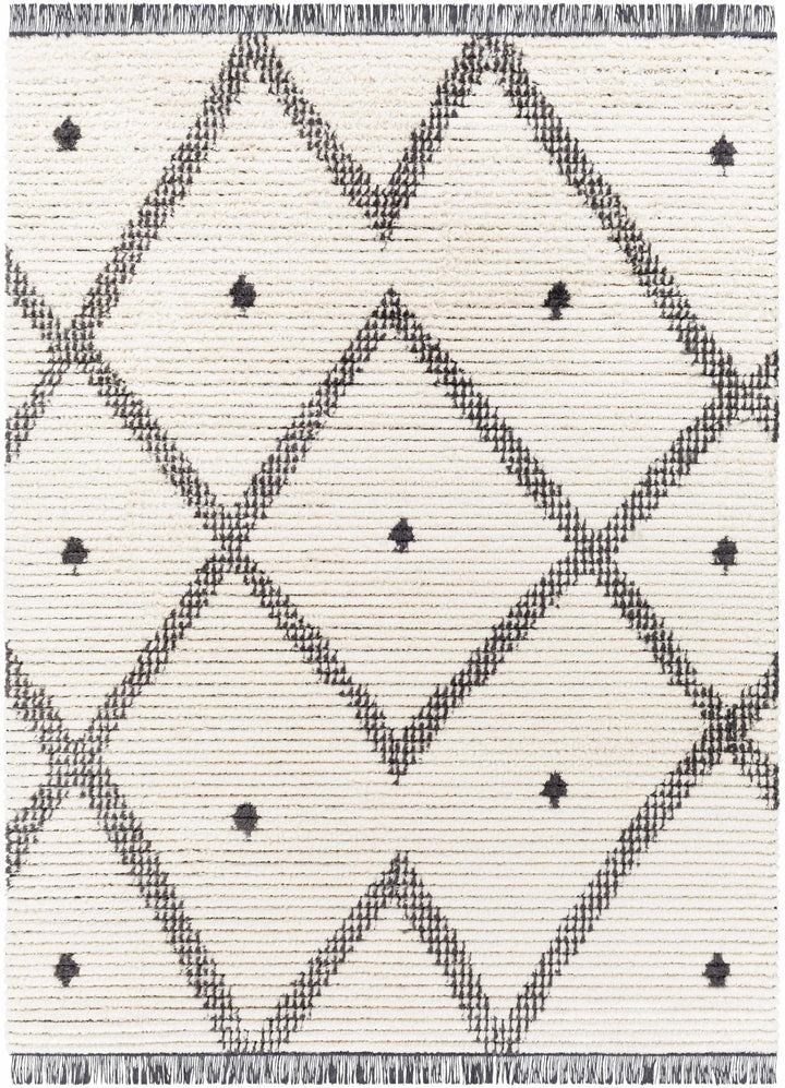 Modern Geometrical Ivory and Charcoal Stripes texture area rug - The Rug Decor