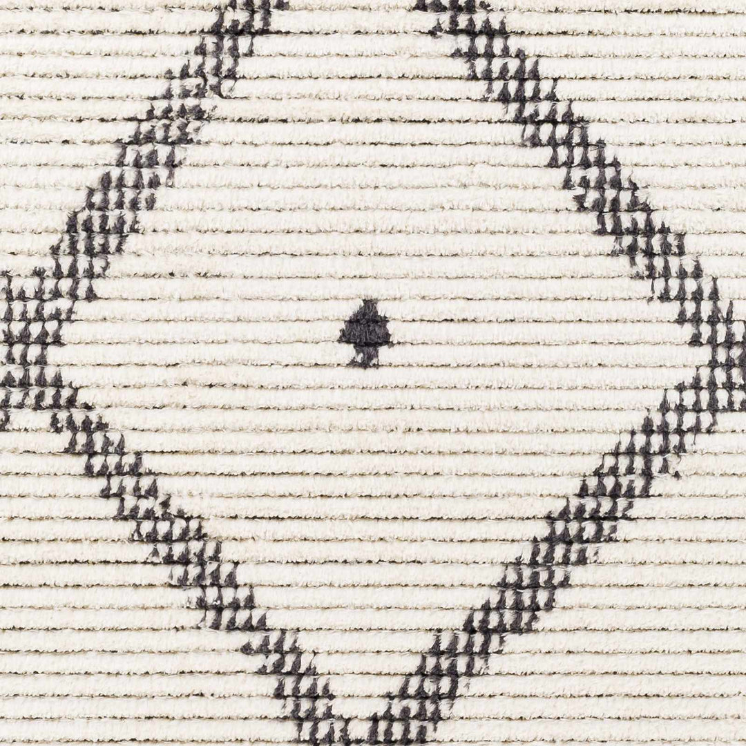 Modern Geometrical Ivory and Charcoal Stripes texture area rug - The Rug Decor