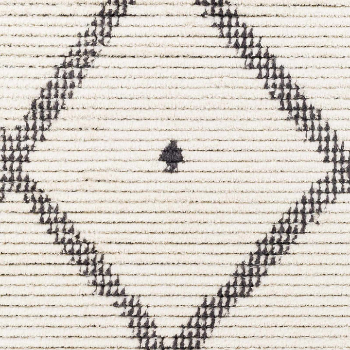 Modern Geometrical Ivory and Charcoal Stripes texture area rug - The Rug Decor