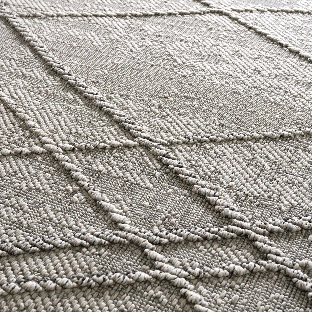 Modern Geometrical Ivory and Gray Outdoor Safe Area Rug - The Rug Decor